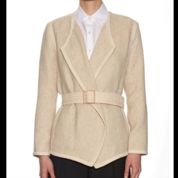 VINCE Tweed Effect Cotton Blend Jacket in Cream Size Small  $295 - Picture 3 of 8